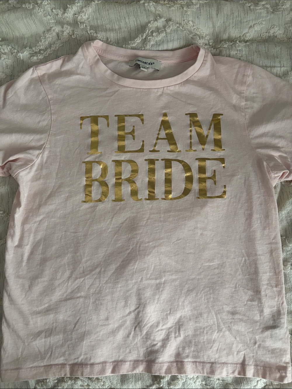 Francesca's Collections Pink Tee with Gold TEAM BRIDE Print